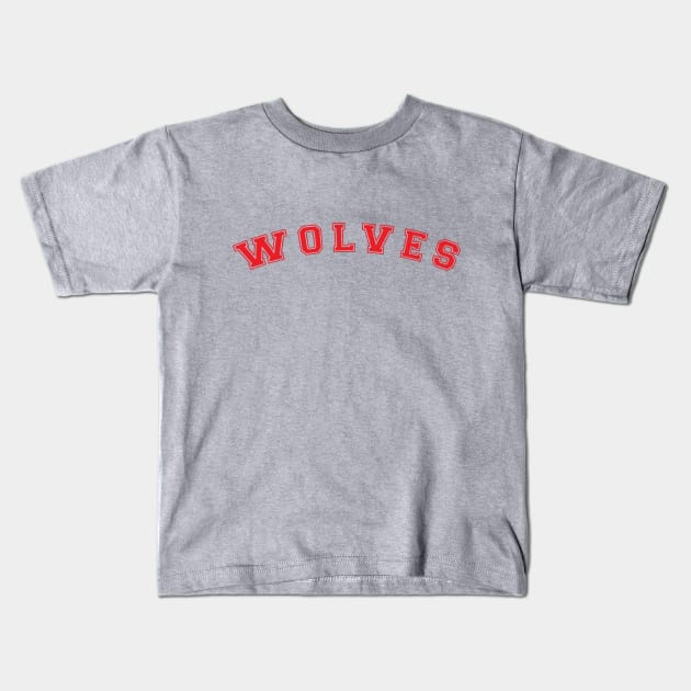 Wolves Baseball Style Font Kids T-Shirt by Rebus28